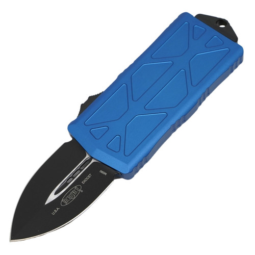 Microtech Exocet Double Edge, Blue Aluminum / Black M390 - 157-1BL