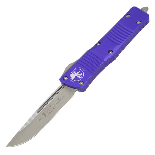 Microtech Combat Troodon Drop Point, Purple Aluminum / Satin M390 - 143-4PU