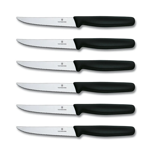 Victorinox Swiss Classic 6pc Steak Knives Serrated, Black