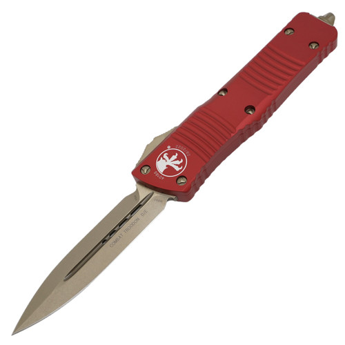 Microtech Combat Troodon Double Edge, Red Aluminum / Bronze Stonewash M390 - 142-13RD