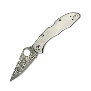Spyderco Delica 4 Titanium, Damascus - C11TIPD