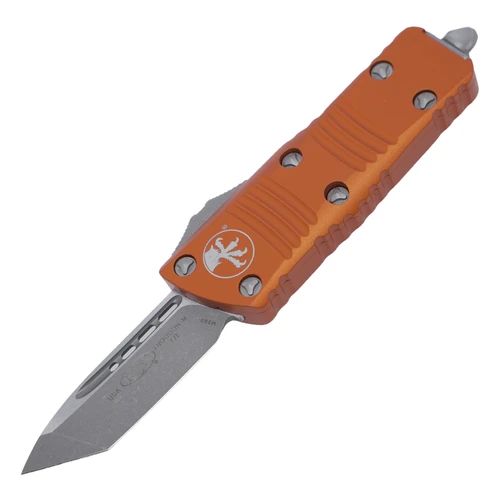 Microtech Mini Troodon Tanto, Orange Aluminum / Apocalyptic M390 - 240-10APOR