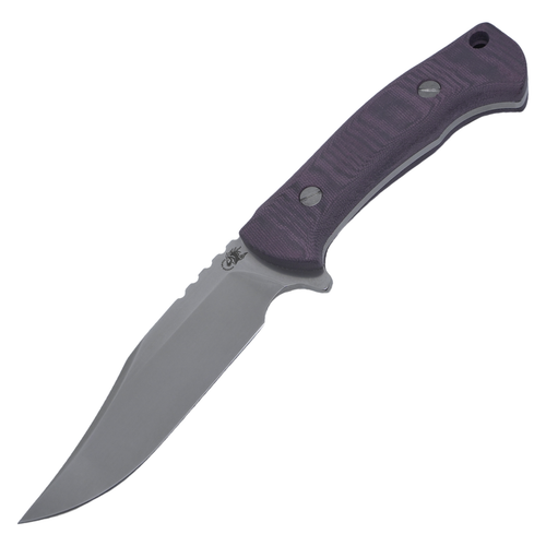Hinderer Knives Ranch Bowie, Burgundy Micarta / Stonewash CPM-3V