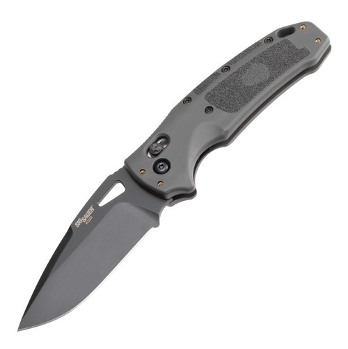 Hogue Sig K320 Manual Drop Point, Grey Polymer / Black Cerakote S30V - 36372