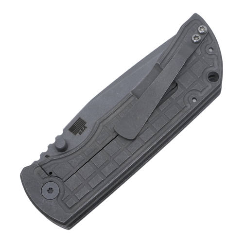 McNees Knives PM Mac 2 3.5" "Atomic Stonewash" Frag Pattern Titianium / Stonewash MagnaCut