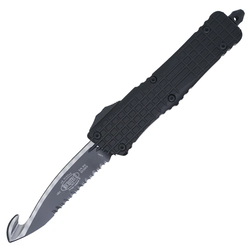 Microtech Combat Troodon Rescue Frag, Black Aluminum / Black Serrated M390 - 601-3THS