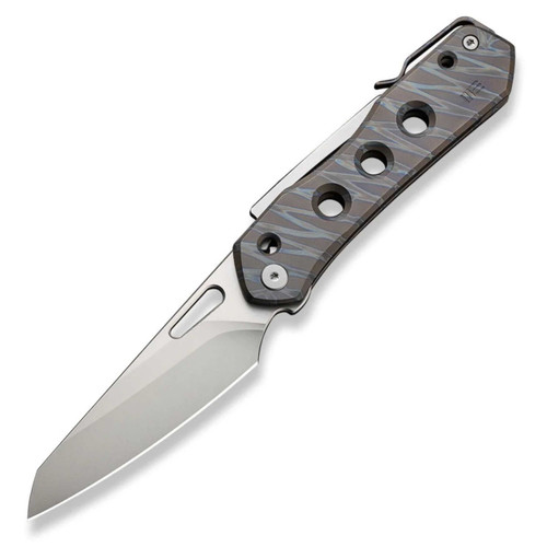 WE Knife Vision R, Tiger Stripe Flame Pattern Titanium / Bead Blasted CPM 20CV - 21031-6