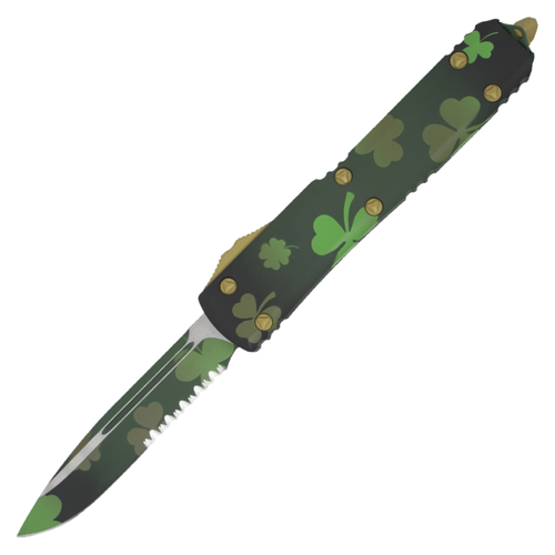 Microtech Ultratech Drop Point, "Shamrock" Cerakote / Partially Serrated M390 - 121-2SPDS