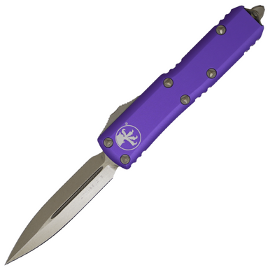 Microtech UTX-85 Double Edge, Purple Aluminum / Bronze Stonewash M390 - 232-13PU