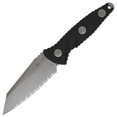 Microtech SOCOM Alpha Mini Warcom, Black G10 / Stonewash Fully Serrated M390 - 93M-12