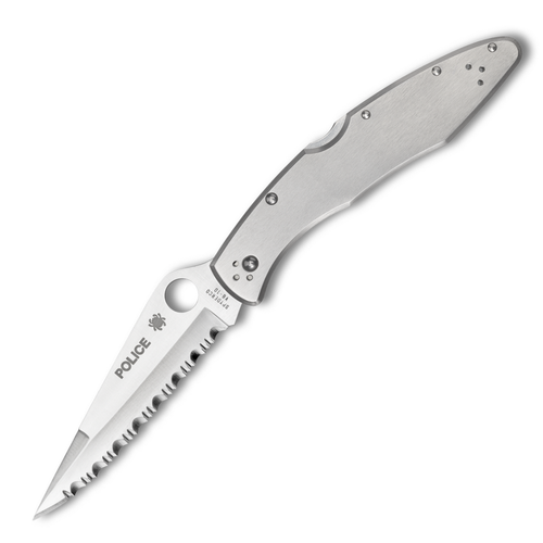 Spyderco Police, Stainless Steel / Satin VG-10 Fully Serrated - C07S