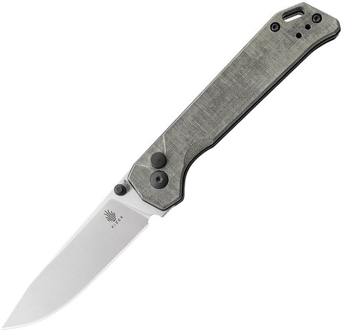 Kizer Begleiter 2, Green Linen Micarta / Satin 154CM - V4458.2BC1
