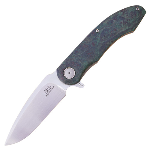 3LegDog Knives G8 Harpoon Green Wood Burl, Hand Satin MagnaCut