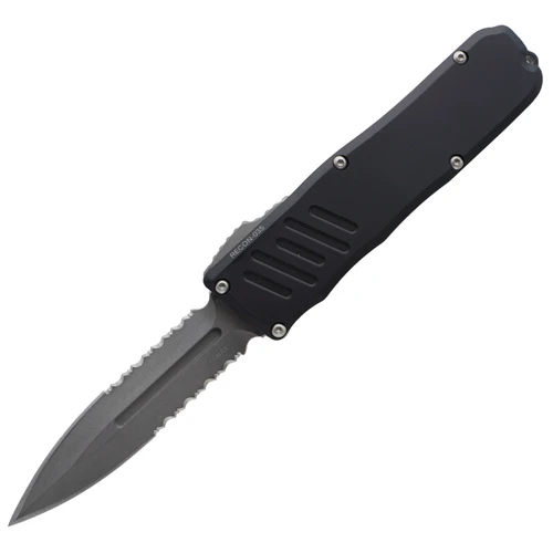 Guardian Tactical Recon-035 Double Edge, Black Aluminum / Partially Serrated Stonewash Elmax - 93532