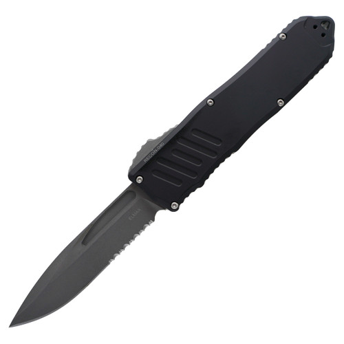 Guardian Tactical Recon-040 Drop Point, Black Aluminum / Partially Serrated Stonewash Elmax - 113512