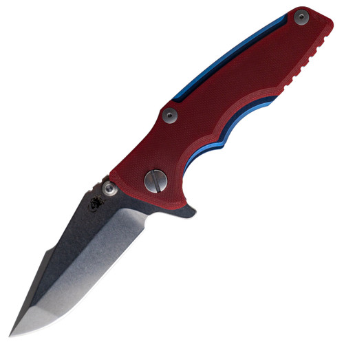 Hinderer Knives Eklipse 3" Harpoon Spanto, Red G10-SW Blue / Stonewash CPM 20CV