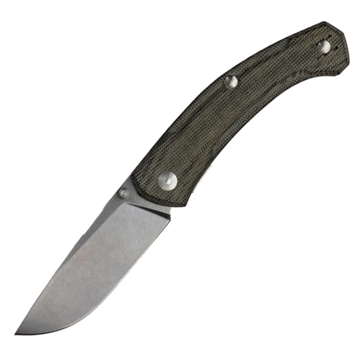 GiantMouse ACE Iona V2, Green Canvas Micarta / Stonewash Magnacut