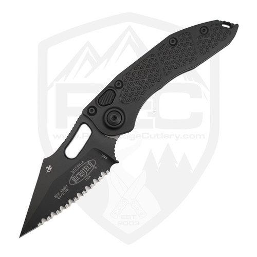 Microtech Stitch  Auto Tactical, Black Aluminum / Fully Serrated Black M390 -169-3T