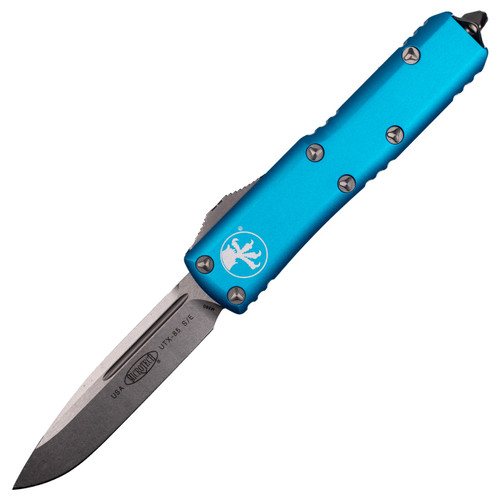 Microtech UTX-85 Drop Point, Turquoise Aluminum / Stonewash M390 - 231-10TQ