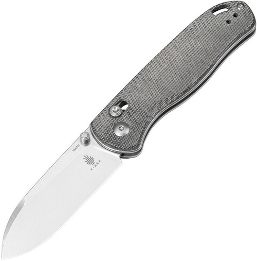 Kizer Drop Bear, Gray Micarta / Stonewash 154CM - V3619C3