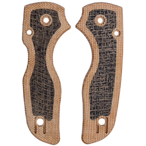 RC Bladeworks Custom Scales for Spyderco Lil Native, Natural Canvas Micarta w/ Black Burlap Inlay