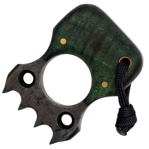 T.M. Hunt Custom Knives Ringpop, Green Maple / O1 Tool Steel