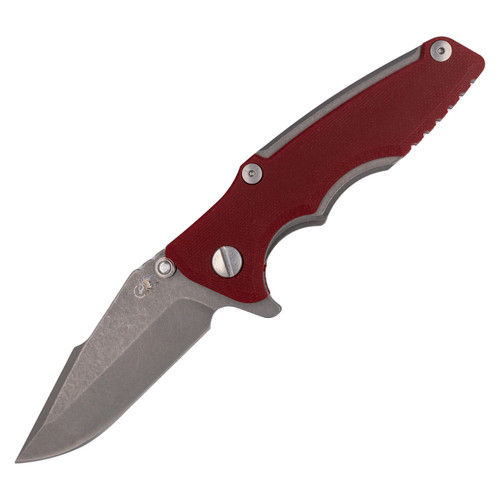 Hinderer Knives Eklipse 3.0" Harpoon Spanto, Red G10-Working Finish / Working Finish CPM 20CV