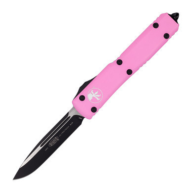 Microtech Ultratech Drop Point, Blasted Pink Cerakote Aluminum / Black M390 - 121-1BPK