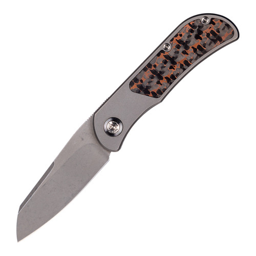 Trevor Burger Custom EXK Sheepsfoot SFL, Titanium-Snakeskin Carbon Fiber Inlay / Acidwash M390