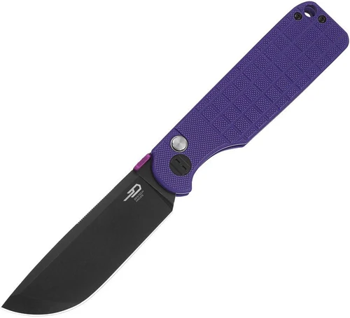 Bestech Glok Button Lock, Purple G10 / Blackwash 14C28N - BG55D