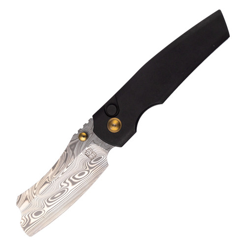 Berg Blades Button Barber, PVD Black Titanium / Thor Damasteel