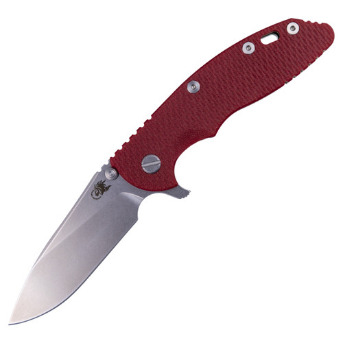 Hinderer Knives XM-18 3.5" Tri-Way Slicer, Red G10 / Stonewash Bronze Finish / Stonewash CPM S45VN