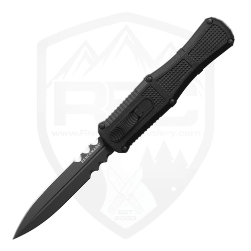 Benchmade Claymore OTF Black Grivory, Serrated Smoke Gray CPM-D2 - 3370SGY