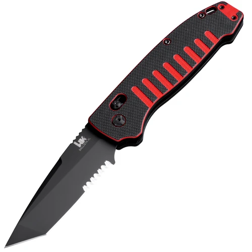 Hogue HK Ballista XL Automatic Tanto, Red & Black G10 / Partially Serrated Black CPM S30V - 54540