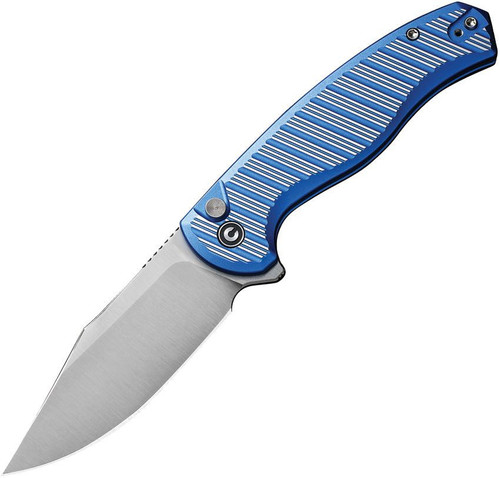 Civivi Stormhowl Button Lock Flipper, Blue Aluminum / Satin Nitro-V - C23040B-2