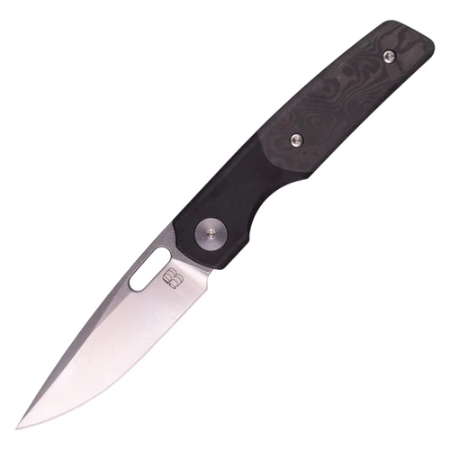 BergBlades Mini Sweeney Black Dune Fat Carbon, PVD Stonewash Titanium / Polished Stonewash CPM 20CV
