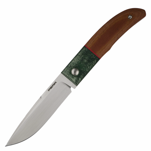 Pena Knives Custom Fixed Blade Brown and Forest Green Micarta / Hand Satin CPM 154