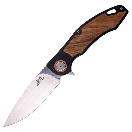 3LegDog Model H4 Standard #24-05 Black G10 with Stabilized Iron Wood Inlay / Drop Point Hand Satin CPM MagnaCut (#7)