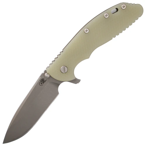 Hinderer Knives XM-24 4.0" Spearpoint Translucent Green G10 Battle Bronze Titanium / Working Finish S45VN
