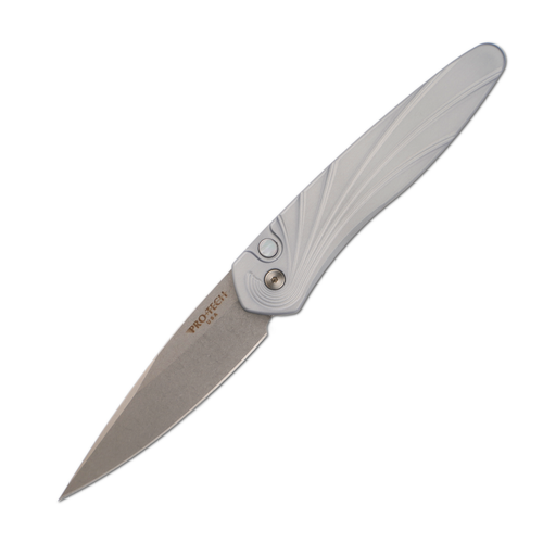 ProTech Newport Grey Aluminum 3D Wave / Stonewash CPM S35VN - 3436-Grey