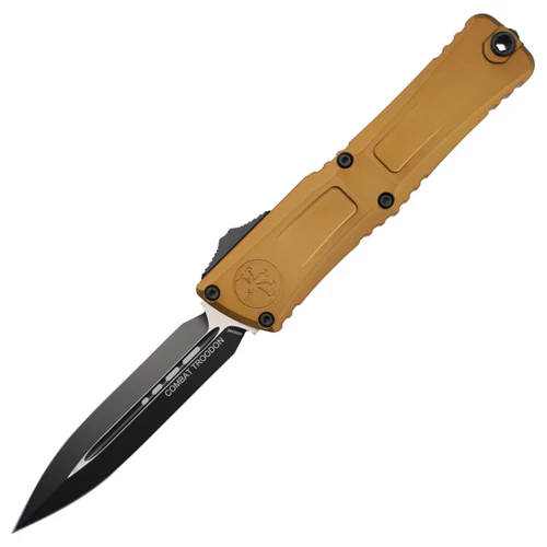 Microtech Combat Troodon Gen III Double Edge Tan Aluminum, Black M390MK - 1142-1TA