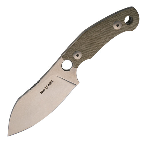 GiantMouse GMF1-XL Fixed Blade Green Micarta, Stonewash N690