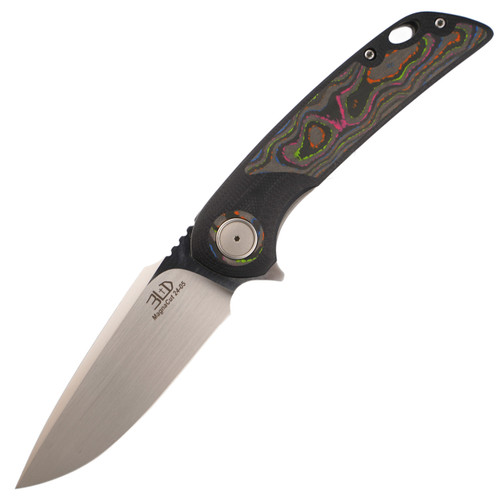 3LegDog Knives W5 Midi Harpoon Black G10 with 80's CamoCarbon, Hand Satin MagnaCut - #24-05