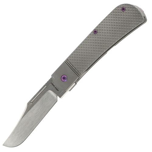 Jack Wolf Knives The Benny Titanium Cross Hatch, Hand Satin S90V
