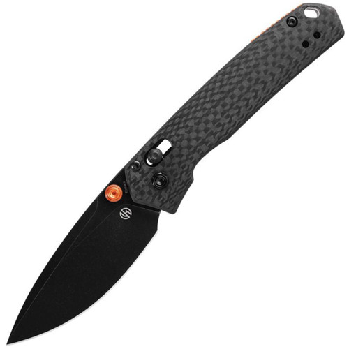 Vosteed Knives Mini Psyop Crossbar Carbon Fiber, Blackwash Elmax - A2304