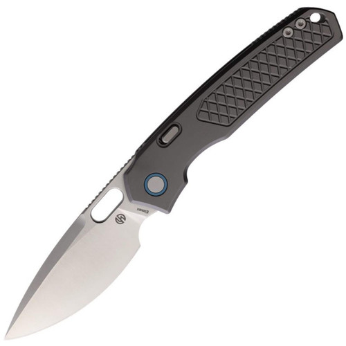 Vosteed Knives Psyop Gray Checkered Titanium, Satin Elmax - A2202