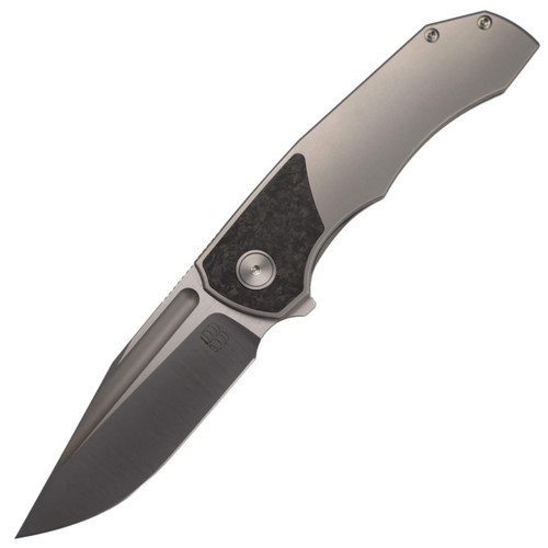 BergBlades Tick Beadblast Titanium Carbon Fiber Inlay, Satin S90V