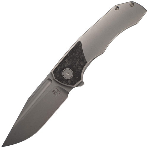 BergBlades Tick Stonewash Titanium Carbon Fiber Inlay, Stonewash S90V