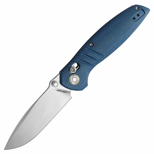 Vosteed Corsair Crossbar Lock Blue Canvas Micarta, Stonewash Nitro-V - CSNWML