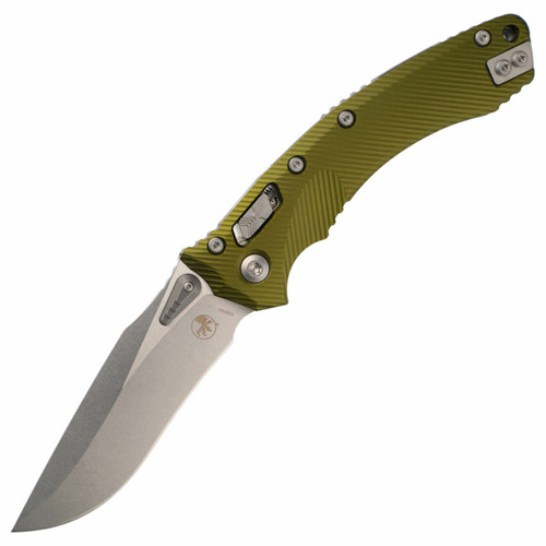 Microtech Amphibian Ram-Lok Fluted OD Green Aluminum, Stonewash M390MK - 137RL-10FLOD